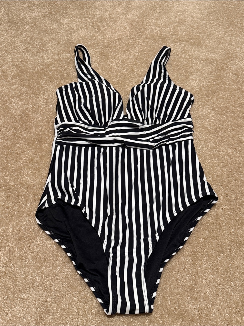Black & White Striped One-Piece Swimsuit